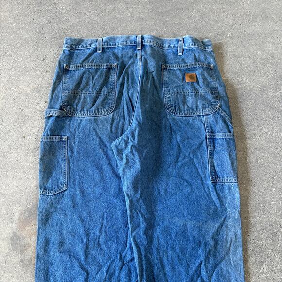 Carhartt Carpenter Jeans Mens 40x30 Blue Pants B13 DST Trashed Mechanic - Picture 5 of 8